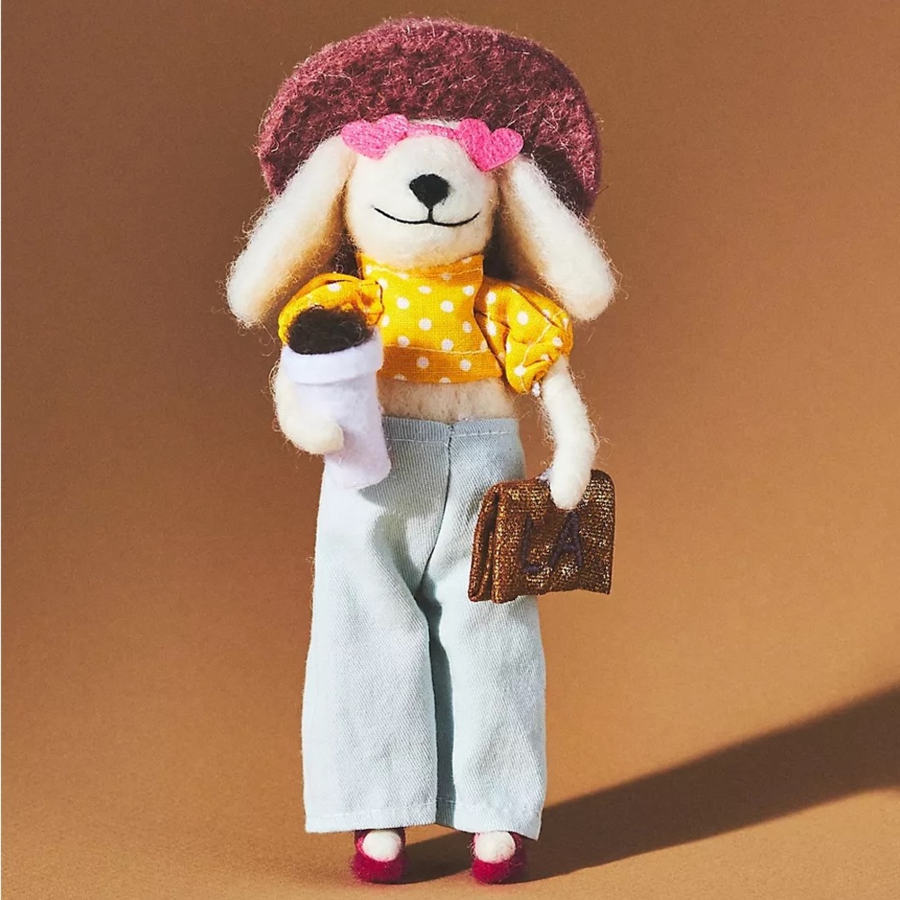 Anthropologie Traveling Poodle Los Angeles Christmas tree ornament NEW!